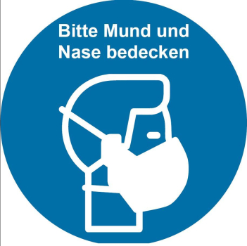 Hinweisschild - Mund und Nase - rund, 14 cm