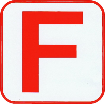 Hinweisschild - F - FeuerlÃ¶scher  8x8cm