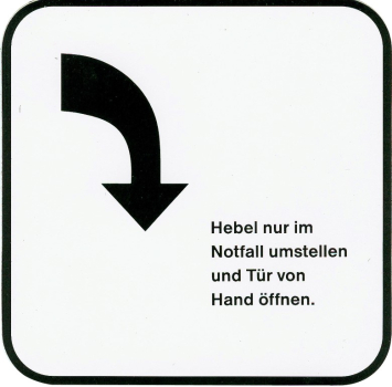 Hinweisschild -HandbetÃ¤tigung- (unten)