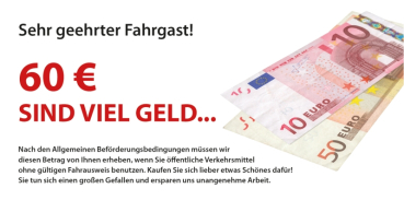 Hinweisschild - 60 Euro sind viel Geld -