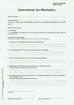 Unterrichtung des Mitarbeiters