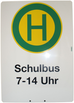 Haltestellenschild Schulbus 7-14 Uhr