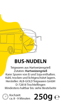 Busnudeln, 250 gr., neutrale Aufmachung