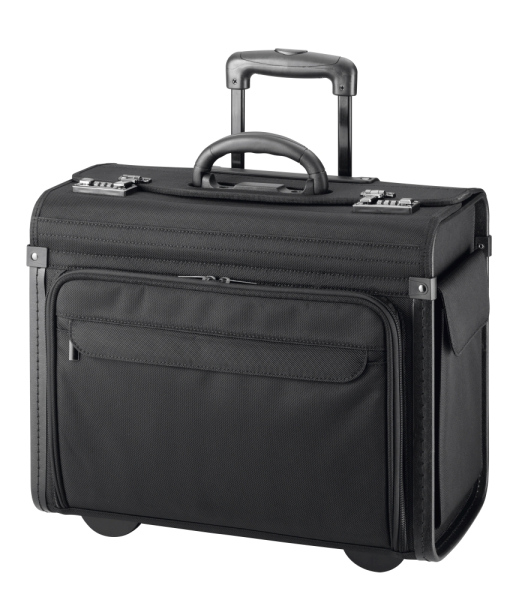 Pilotenkoffer Trolley, Polyester, schwarz