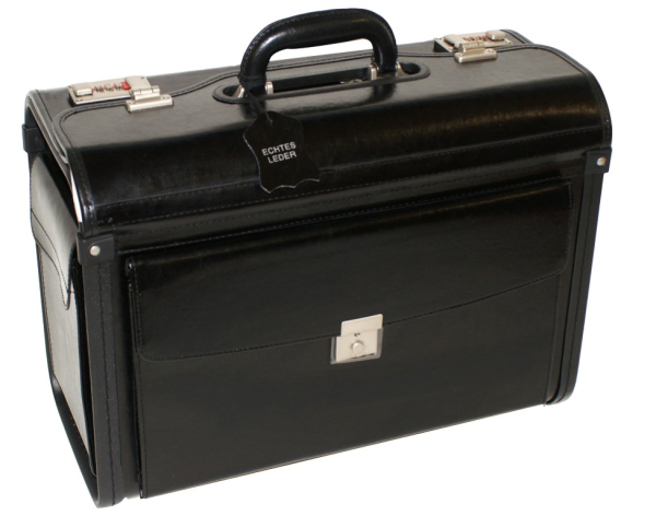 Pilotenkoffer Leder schwarz