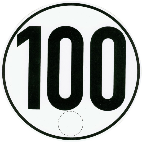 Hinweisschild - 100- auf Glas 200 mm Ã¸