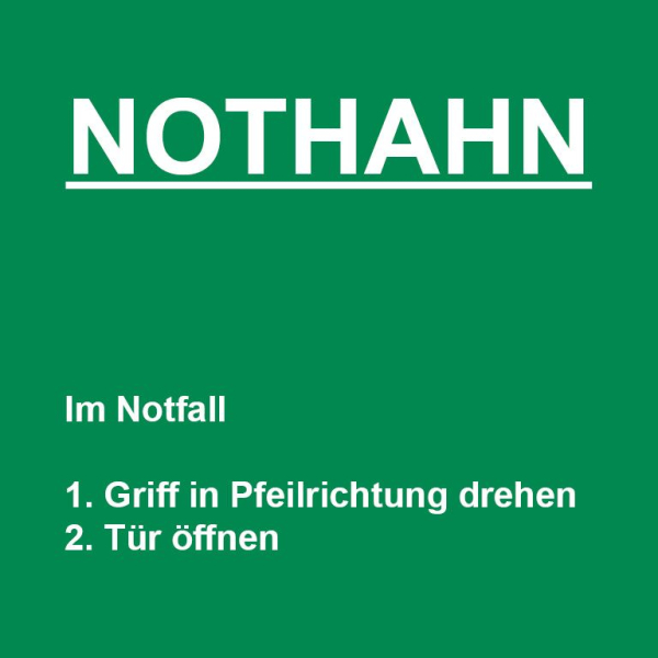Hinweisschild - Nothahn  - 10 x 10 cm