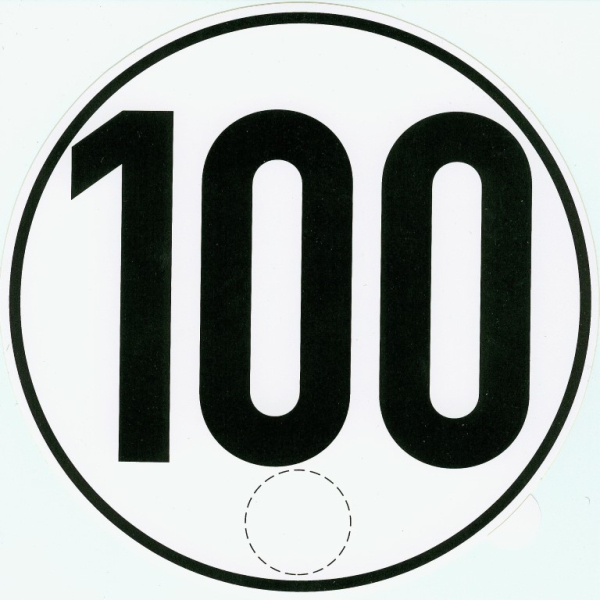 Hinweisschild - 100 - hinter Glas