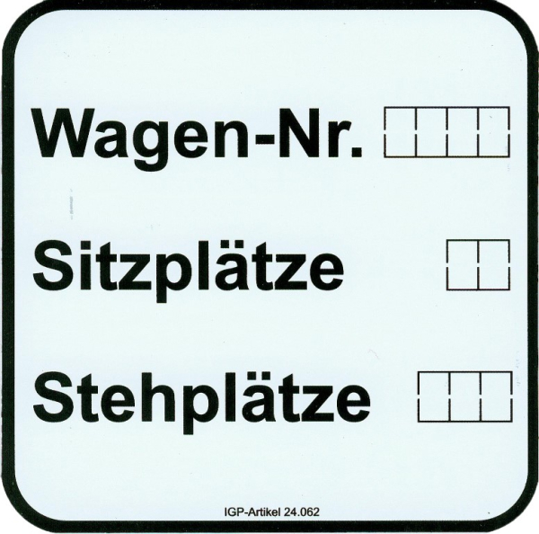 Hinweisschild -Wagen-Nr./SitzplÃ¤tze/