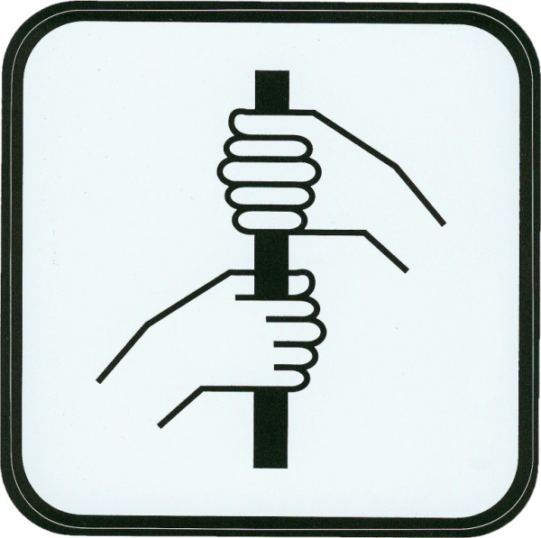 Hinweisschild -Festhalten- 13 x 13 cm
