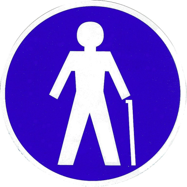 Hinweisschild -Mann mit Stock - rund 130mm Ã˜