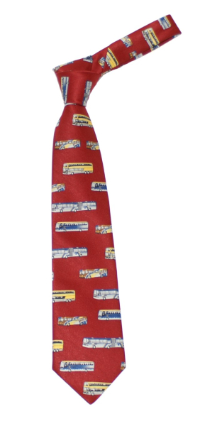 Krawatte Busmotive - rot - (Polyester)