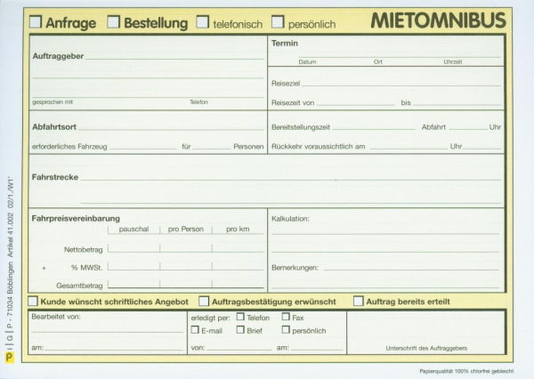 Anfrage/Bestellung Block a 100 Blatt