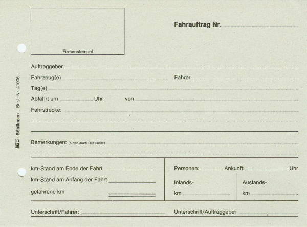 Fahrauftrag IGP (Block/100 Blatt)