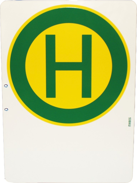 Haltestellenschild Alu-lackiert, Lochung seitlich