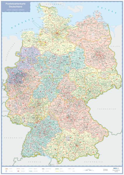 Postleitzahlenkarte BRD 1:1 Mio.