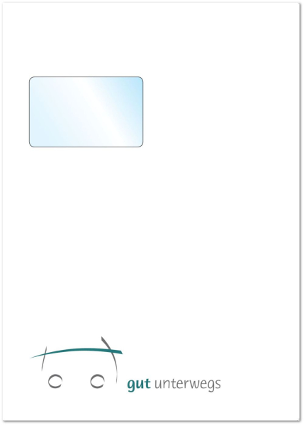 VersandhÃ¼lle C 4 Gut unterwegs, weiÃŸ, Haftklebung
