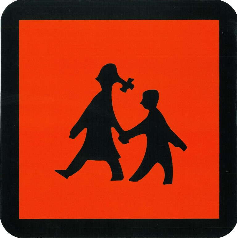 Schulbus-Schild 40x40 cm selbstklebend