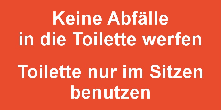 Hinweisschild - Keine Abfälle in die Toilette