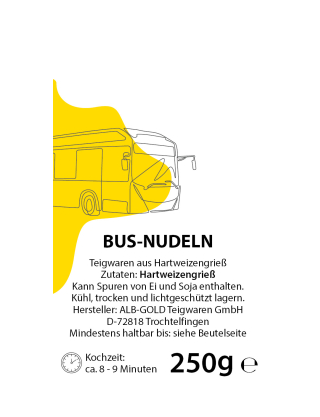 Busnudeln, 250 gr., neutrales Design