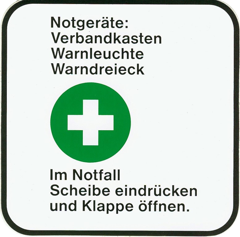 Hinweisschild -Notgeräte- 13 x 13 cm