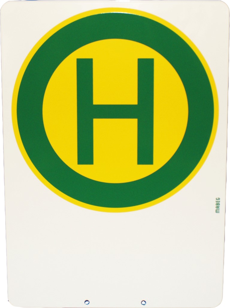 Haltestellenschild Alu-lackiert, Lochung unten